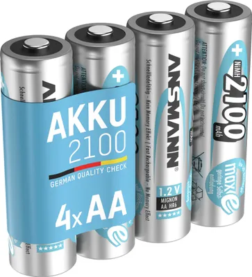 Produktbild von ANSMANN Akku AA 2100mAh Mignon NiMH 1,2V – 1000x wiederaufladbar (4 Stück)