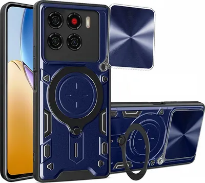 Produktbild von Outdoor Panzer Hülle für ZTE Blade A56 Handyhülle mit Slide Kameraschutz Ringhalter Bumper in Blau