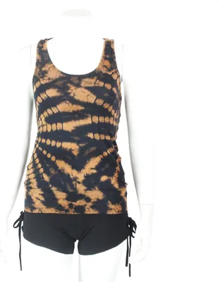 Produktbild von Top mit cutouts am Rücken - Batik - Sun - schwarz - braun