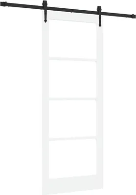 Produktbild von vidaXL Schiebetür Weiß 83 x 211 cm Massivholz Kiefer und Glas
