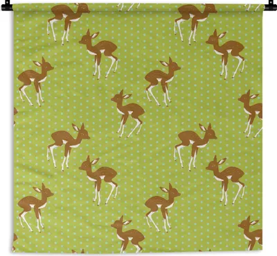 Produktbild von MuchoWow® Wandteppich Wandbehang Muster - Hirsche - Punkte 150x150 cm Tapisserie Dekoration Wandtuch - Wohnaccessoires - Modernes