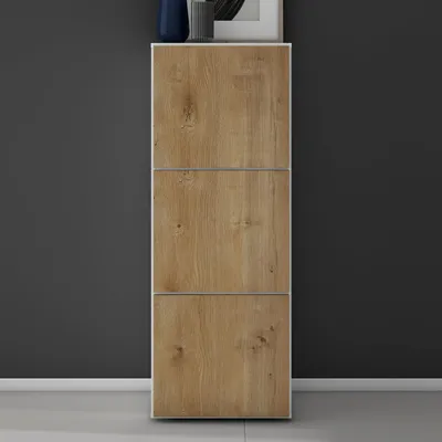 Produktbild von doporro Schuhschrank Schuhregal Schmal Schuhkommode 45cm in weiß matt und Kerneiche Holz Aufbewahrung für Schuhe mit 6 Fächern Schuhschrank02