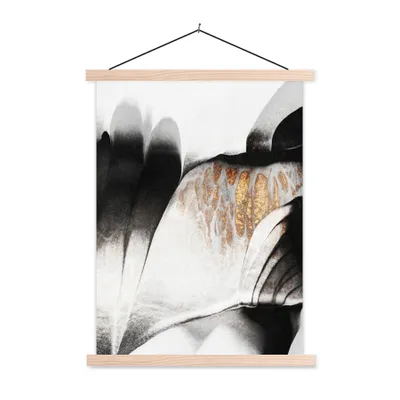 Produktbild von MuchoWow® Textilposter Gold - Abstrakt - Design 120x160 cm mit holzfarbenen Rahmen - Plakatkarton