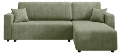 Produktbild von ZAKO Ecksofa L-Form mit Schlaffunktion und Bettkasten, Cord Salbeigrün