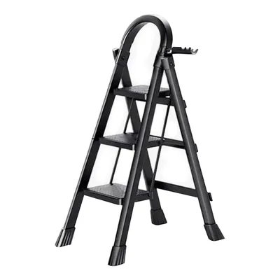 Produktbild von Seven Comfort Trittleiter-3 Stufen Stehleiter-Klappleiter bis 150kg-Sicherheitsriegel-Anti-Rutsch-Haltegriff-Haushaltsleiter-ARK01-Schwarz