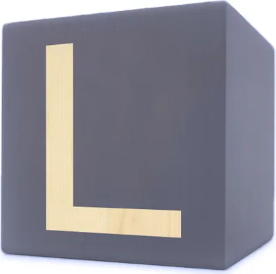 Imagen del producto de Dado de madera con letras, 5 x 5 cm, color gris, letra "L"