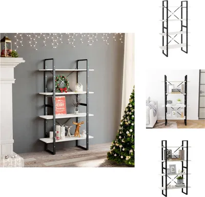 Produktbild von vidaXL Bücherregal 4 Fächer Weiß 80x30x140 cm Kiefer Massivholz -  Bücherregale & Bücherschränke
