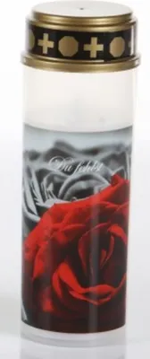 Produktbild von große LED Grabkerze, Rose, Du fehlst, weiß