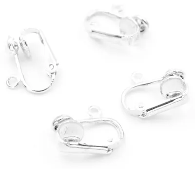 Produktbild von Vintageparts Ohrclips mit Öse platinfarben 15 x 4 mm für Anhänger, 4 Stück