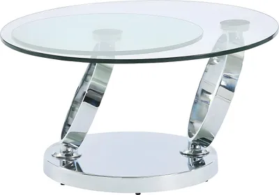 Produktbild von Couchtisch mit drehbarer Platte JOLINE - Gehärtetes Glas und Metall