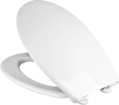 Produktbild von Robuster Universaler WC-Sitz, Oval, Absenkautomatik, Quick-Release – Belastbar bis 500 kg Klodeckel  Antibakterielle Klobrille Softclose