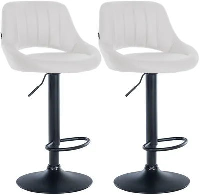 Produktbild von CLP 2er Set Barhocker Milet Kunstleder höhenverstellbar drehbar mit Rückenlehnen weiß Material Gestell Metall matt schwarz