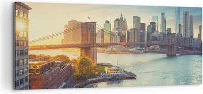 Produktbild von Bild auf Leinwand - Leinwandbild - New York Brücke - 120x50cm - Wand Bild - Wanddeko - Wandbilder - Leinwanddruck - Bilder - Kunstdruck - Wanddekoration - Leinwand bilder - Wandkunst - AB120x50-4047