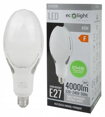Productafbeelding van LED-lamp voor straatverlichting, E27-E40, 40W, 4000K (neutraal wit), 4000 lumen, ECOLIGHT