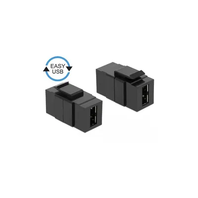 Produktbild von Delock Keystone module - USB-Adapter - USB (W) zu USB (W) - USB 2.0 - umkehrbarer A-Stecker - Schwarz