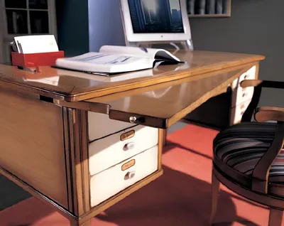 Produktbild von Büro Set Holztisch Stuhl Schreibtisch Regal Schränke 2tlg. Italienische Möbel