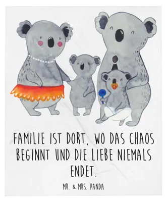 Produktbild von Mr. & Mrs. Panda Kuscheldecke Koala Familie - Weiß - Geschenk, Koalas, Muttertag, Tagesdecke, Bettdecke, Mama, Family, Winterdecke, Plaid, Kinder, Sofaüberwurf