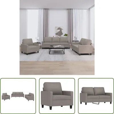 Produktbild von The Living Store 3-tlg. Sofagarnitur mit Kissen Taupe Stoff