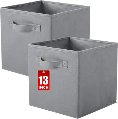 Produktbild von Stoffaufbewahrungsboxen, 2 Stück, faltbare Aufbewahrungswürfel, würfelförmige Aufbewahrungsboxen, 33 x 33 x 33 cm