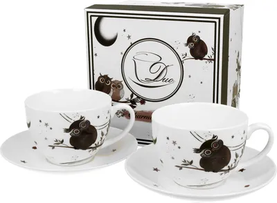 Obrázek produktu pro Okouzlující sovy Šálek + podšálek pro 2 osoby 200ml Soví porcelán Čaj Káva