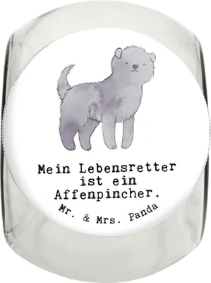 Produktbild von Mr. & Mrs. Panda Dose Affenpincher Lebensretter L 870ml - Weiß - Geschenk, Keksdose, Leckerli, Futterdose, Vorratsbehälter, schraubglas