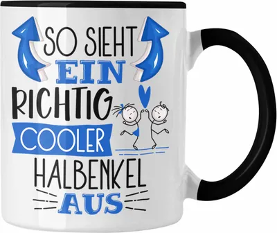 Produktbild von Trendation - Halbenkel Tasse Geschenk So Sieht Ein RIchtig Cooler Halbenkel Aus Geschenkidee Lustiger Spruch Geburtstag Becher Kaffeetasse (Schwarz)