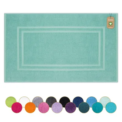 Produktbild von Lavea® Badematte 50x80 cm, Badezimmerteppich 100% Baumwolle, 800 g/m², saugstark, waschbar, Badvorleger, Frottierserie Bali – Eisgrün