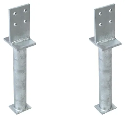 Zdjęcie produktu dla Alberts 2 x wsporniki słupków teowych ze środnikiem, kotwa do betonu 300 mm, wysokość środnika 130 mm, ocynkowane ogniowo, do osadzania w betonie