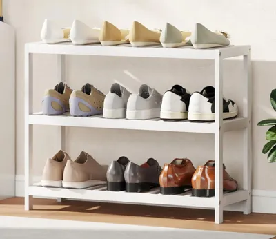 Produktbild von 3-stufiges Schuhregal, Schuhschränke, Schuhschrank, Aufbewahrungsregal,Weiß