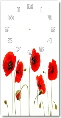 Produktbild von Wanduhr aus Glas – 30x60 cm - Glasbild - Glasuhr - Gehärtetes Glas -Feldmohnblumen