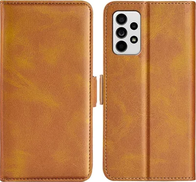 Produktbild von Mobigear Slim Magnet  Samsung Galaxy A33 Hülle Klapphülle Geldbörse - Cognac