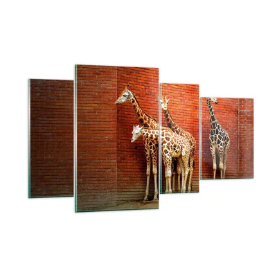 Produktbild von Bilder auf glas - Tiere Giraffen Zoo Familie - 120x70cm - Glasbilder - Wandbilder - Kunstdruck - zum Aufhängen bereit - Wanddekoration aus Glas - Glas Bilder - Wandbild auf Glas - GDL120x70-2643