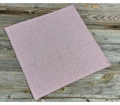 Image de Serviette de table tissu DORRIT rayé décoration de table campagne rouge