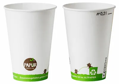 Produktbild von 400x Kaltgetränkebecher Pappbecher PAPUR mit CE Eichstrich 200 ml