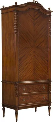 Produktbild von Casa Padrino Luxus Jugendstil Kleiderschrank Dunkelbraun - Handgefertigter Massivholz Schlafzimmerschrank mit Tür & 2 Schubladen - Barock & Jugendstil Schlafzimmer Möbel