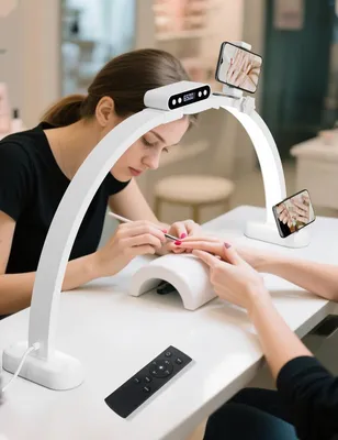 Immagine prodotto di LANMOU Lampada a forma di mezzaluna per unghie, 73 cm, 35W, lampada per tavolo da manicure, con dimmer – telecomando