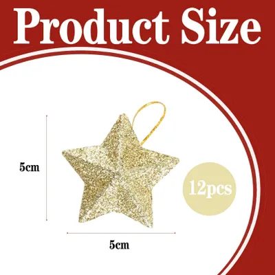 Produktbild von Weihnachtsbaumsterne Dekoration, 12 Stück, goldfarben, für den Weihnachtsbaum