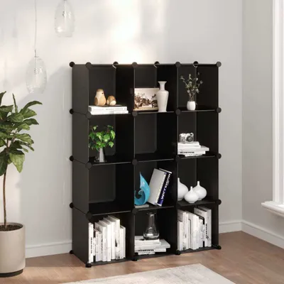 Obrázek produktu pro Regálový systém Living Store s 12 kostkami Černý PP
