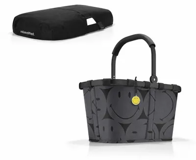 Produktbild von reisenthel Einkaufskorb Tasche Korb carrybag frame Smiley grey BK7085 + Cover schwarz BP7003