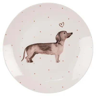 Immagine prodotto di Piatto da colazione Clayre & Eef Ø 20 cm Bassotto in porcellana marrone beige