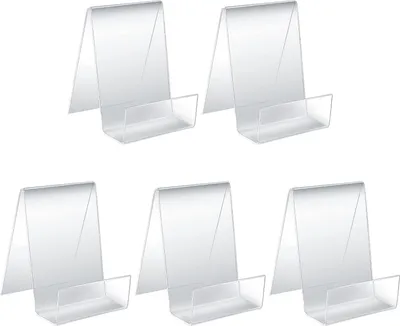 Produktbild von 5 Stück Durchsichtige Acryl Buchständer, Tischständer Schräg, Tablet Halter Buchstützen, Staffelei Aufsteller Ständer Zum Anzeigen von Fotos, Büchern, Musik, Kunsthandwerk
