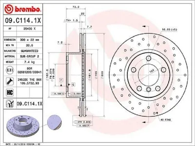Immagine prodotto di 2x BREMBO disco freno 09.C114.1X per BMW 1 Hatchback (F20) 3 Touring (F31)