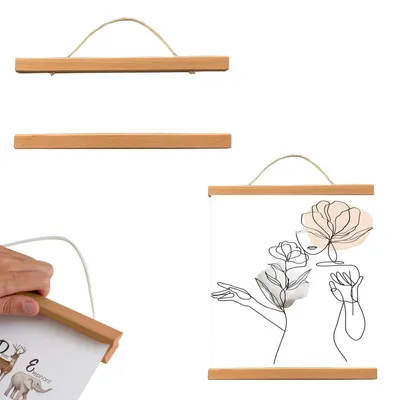 Zdjęcie produktu dla Magnetyczna listwa na tablicę, format A3, drewno tekowego, 31 cm, zestaw 2 sztuk