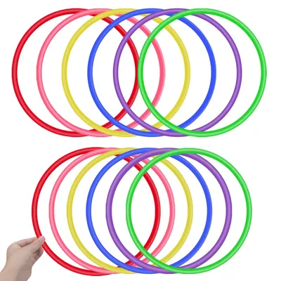 12 Kunststoff-Wurfringe, 6 Farben, 25 cm, für Ringwurfspiele