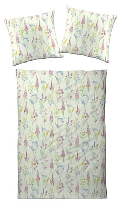 Produktbild von Designette Bettwäsche Satin -  Wildblumen pastell 135 x 200 cm Wildblumen rosa,gelb,blau