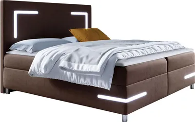 Produktbild von MIRJAN24 Boxspringbett Delos LED, Ehebett mit Hauptmatratze, Topper und LED-Beleuchtung, zwei Bettkästen (Fresh 04, Größe: 120x200 cm)