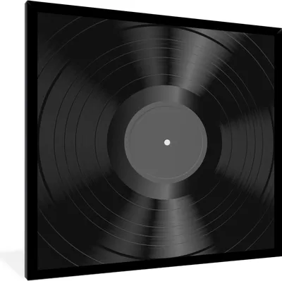 Produktbild von MuchoWow® Gerahmtes Poster Vinyl LP - Jahrgang - Grau 40x40 cm - Poster mit Schwarzem Bilderrahmen Wandposter Rahmen Foto Bilder - Mit Rahmen - Wanddekoration Schlafzimmer