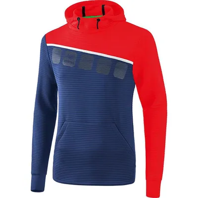 Produktbild von Erima 5-C Kapuzensweat Kinder - New Navy / Rot / Weiß