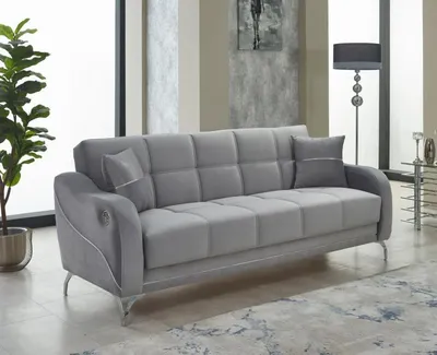 Zdjęcie produktu dla Dreisitzer Polstersofa Couch 3 Sitzer Stoffsofa Grau Sofa Design