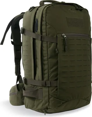 A studio shot of a green backpack.